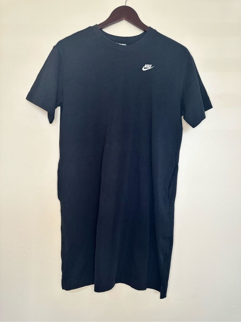 ✅ Nike Girls Black Short Sleeve T Shirt Dress With Pockets Size XL